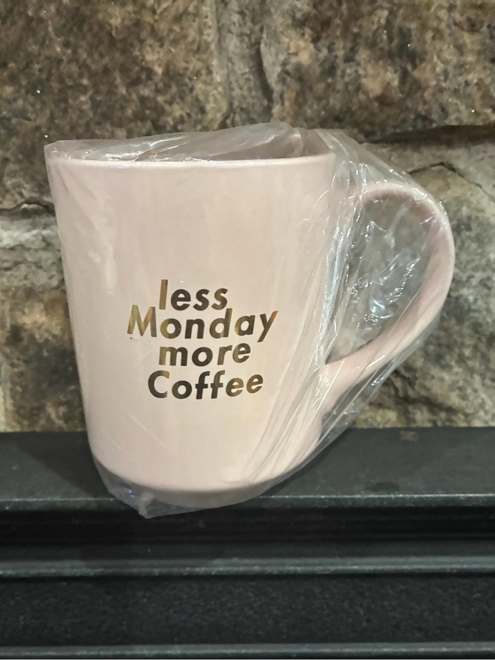 Pastel Fringe Studio Less Monday More Coffee Ceramic Coffee Mug Pink Brand New